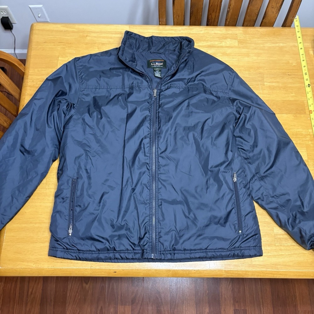 LL Bean Jacket Mens XL Regular Navy Blue Soft Shell Full Zip Zipped Pockets